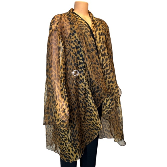 Vintage 90s Night works Surplice Cheetah print top cover up draped  Size 26W - Picture 11 of 17